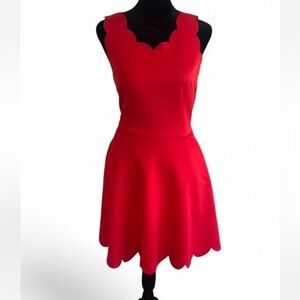 by & by Red Scalloped Sleeveless Mini Dress